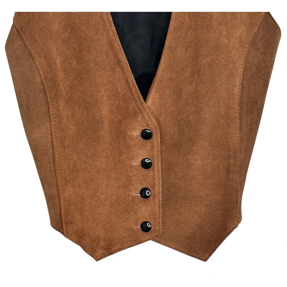 Vintage Phoenix Suede Vest Small Brown Western Indie Cowgirl‎ Rodeo Boho 80s USA - Picture 5 of 10
